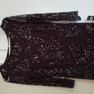 NWT Pisarro Nights Nordstroms Illusion Sleeve Beaded A-Line Gown